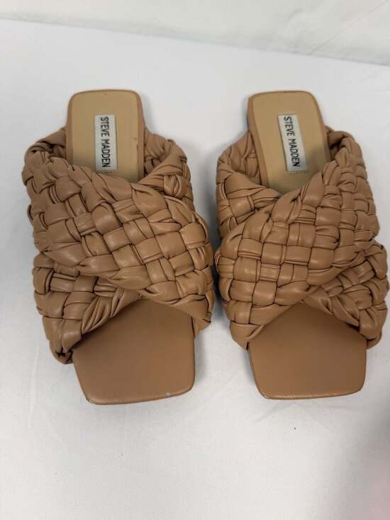 Steve Madden Shoes - Steve Madden Marina Faux Leather Square Toe Braided Flat Slide Sandals
